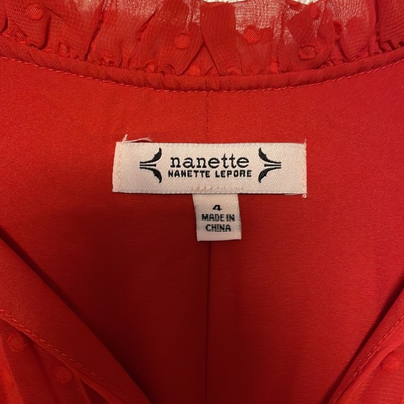 NWT Nanette Lenore Split Neck Three Quarter Sleeve Dot Print Midi Dress, Size 4 - Picture 3 of 4